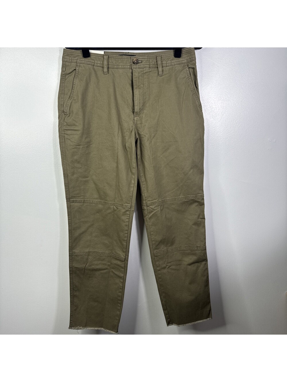 Banana Republic Slim Ankle Chino Pant Womens Sz 8 Green Mid Rise NWT Raw Hem